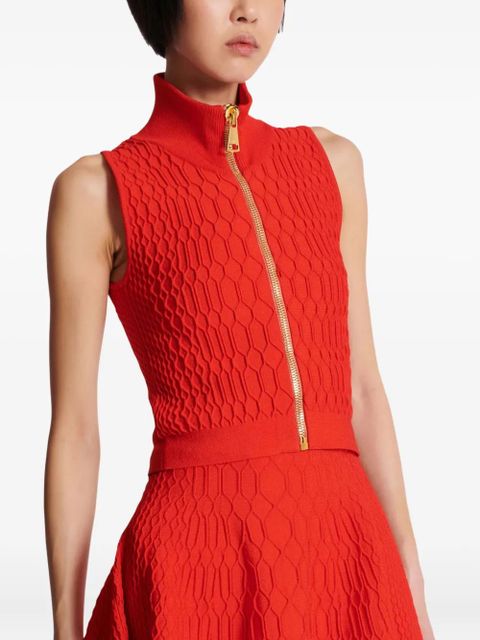 Balmain crocodile-knit top - Red