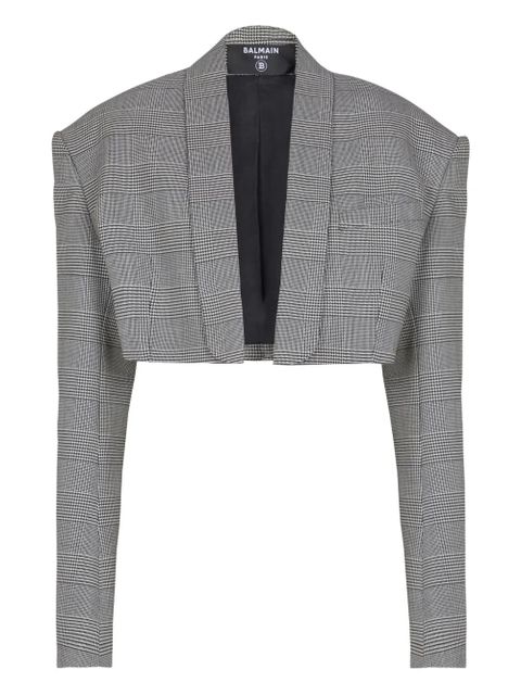 Balmain Prince of Wales-check cropped jacket - Grey - zdjęcie produktu nr 1