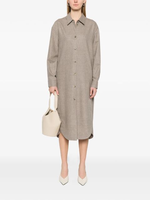 KHAITE Gloria button long-sleeve midi dress - Neutrals