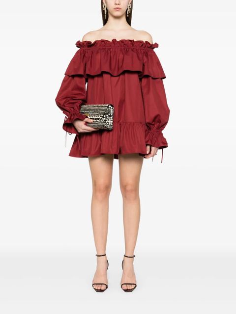 Saint Laurent ruffled cotton mini dress - Red - zdjęcie produktu nr 2