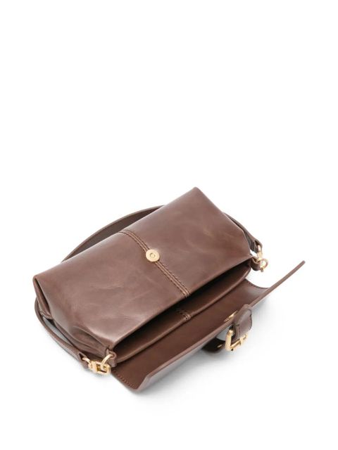 Maje buckle chain leather shoulder bag - Brown