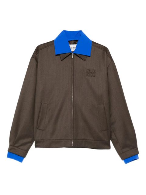 Miu Miu logo-embroidered jacket - Brown - zdjęcie produktu nr 1