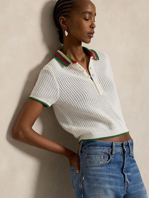 Polo Ralph Lauren sweter damski z bawełną COTTON BLEND-SWEATER-POLO - zdjęcie produktu nr 2