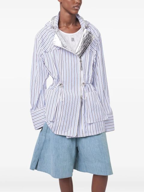 Rabanne striped hooded jacket - Blue