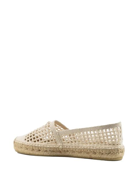 Prada crochet-knit logo-plaque espadrilles - Neutrals