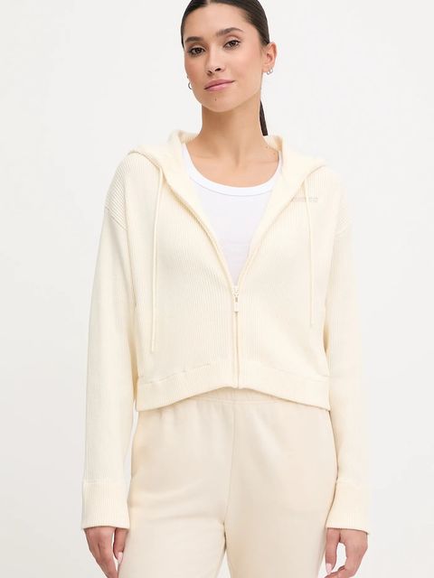 Guess bluza z domieszką wełny FLAMINIA kolor beżowy z kapturem gładka V5BR05 Z3JD2 - zdjęcie produktu nr 1