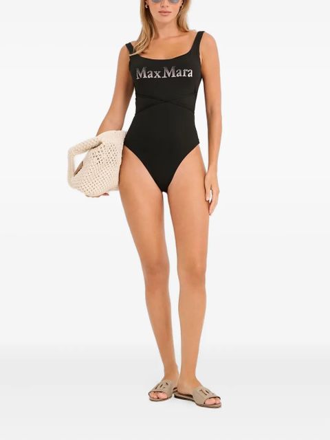 Max Mara Carisma logo-print swimsuit - Black