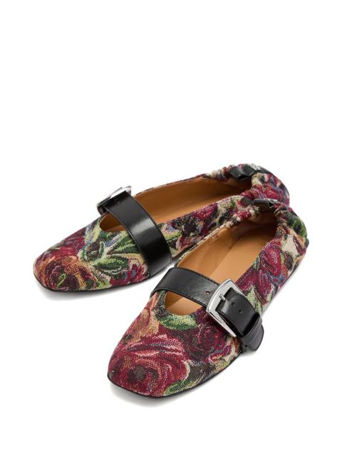 GANNI floral-jacquard ballet flats - Red - zdjęcie produktu nr 2