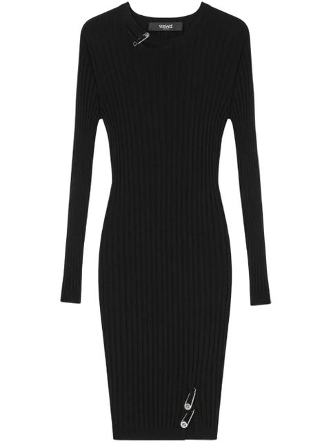 Versace Safety Pin ribbed-knit mini dress - Black - zdjęcie produktu nr 1