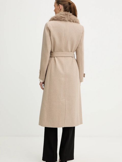 Morgan płaszcz z dodatkiem wełny kolor beżowy GPEAKS