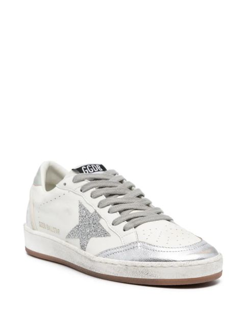 Golden Goose Ballstar glittered leather sneakers - White