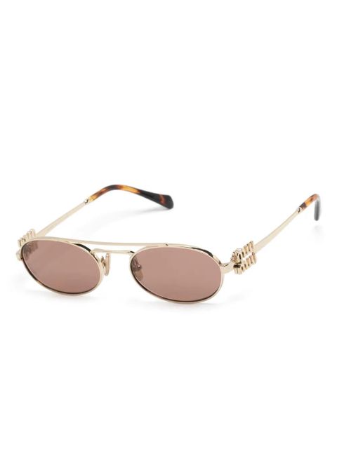 Miu Miu Eyewear oval-frame sunglasses - Gold - zdjęcie produktu nr 2