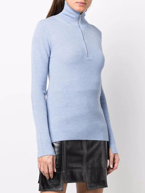 GANNI ribbed-knit long-sleeve jumper - Blue