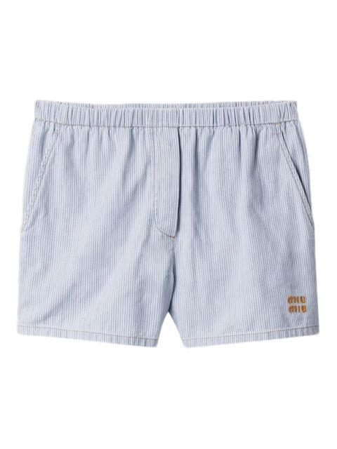 Miu Miu striped chambray shorts - Blue - zdjęcie produktu nr 1