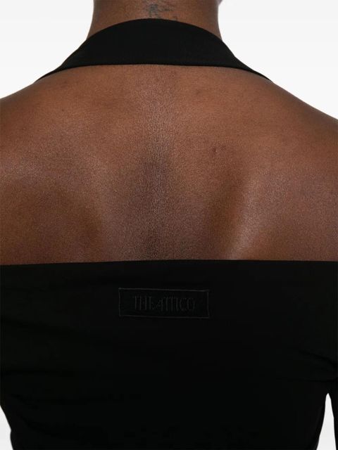 The Attico halterneck long-sleeves mini dress - Black