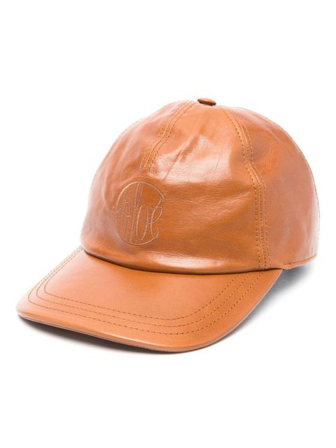 Chloé logo-embroidered leather cap - Brown - zdjęcie produktu nr 1