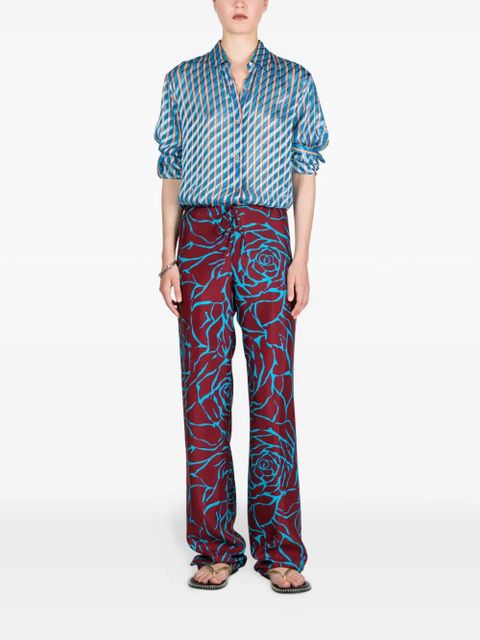 DRIES VAN NOTEN floral elasticated trousers - Red - zdjęcie produktu nr 2