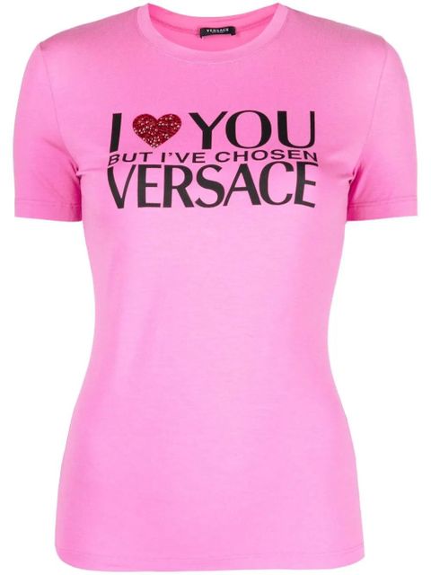 Versace slogan-print T-shirt - Pink - zdjęcie produktu nr 1