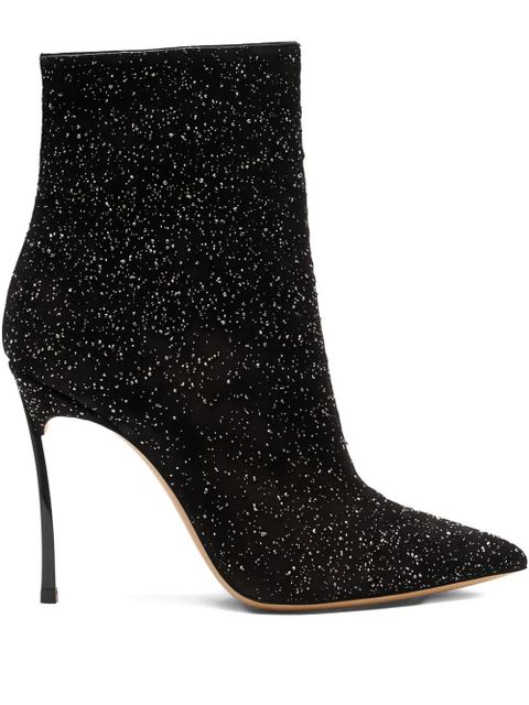 Casadei 100mm Universe glitter-embellished pointed-toe boots - Black - zdjęcie produktu nr 1
