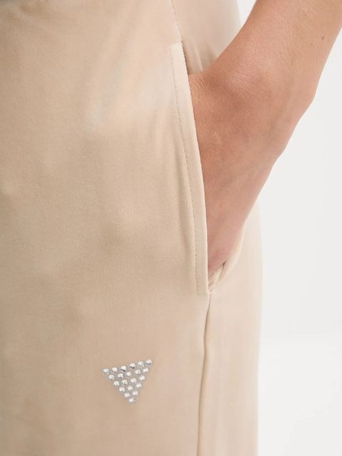 Guess spodnie dresowe welurowe COUTURE damskie kolor beżowy gładkie V3BB27 K0232