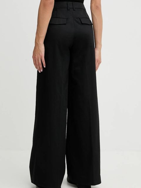 Karl Lagerfeld Jeans spodnie bawełniane damskie kolor czarny szerokie high waist B1W10086