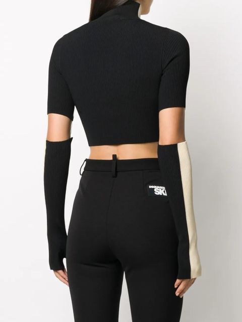 Off-White ribbed knitted cropped top - Neutrals