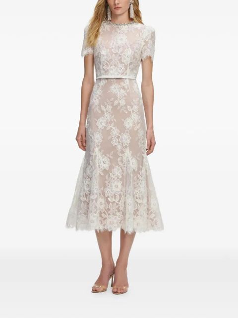 Self-Portrait floral lace midi dress - White - zdjęcie produktu nr 2