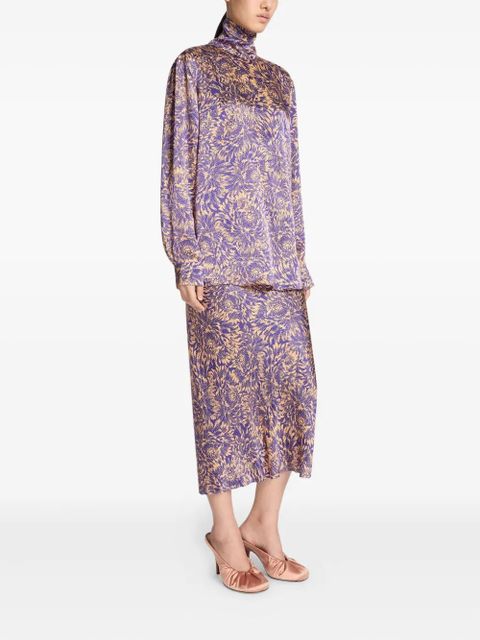 DRIES VAN NOTEN printed silk top - Purple