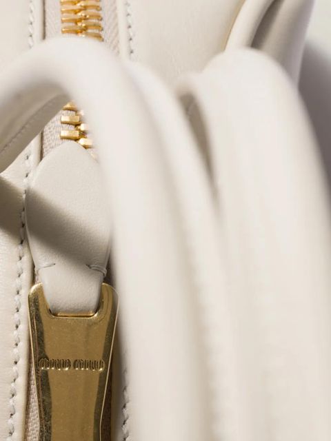 Miu Miu Beau embossed-logo shoulder bag - Neutrals