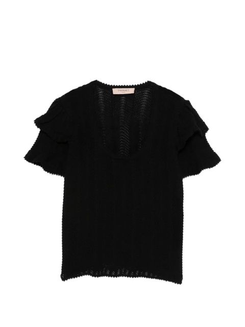 TWINSET ruffled-trim T-shirt - Black - zdjęcie produktu nr 1