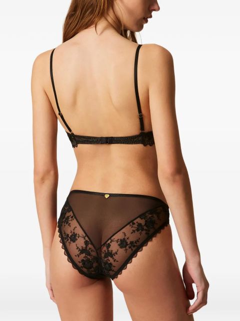 TWINSET floral tulle briefs - Black