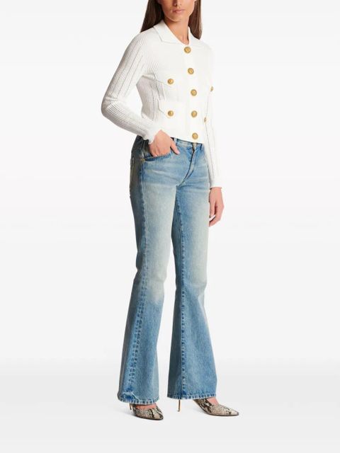 Balmain buttoned ribbed cardigan - White