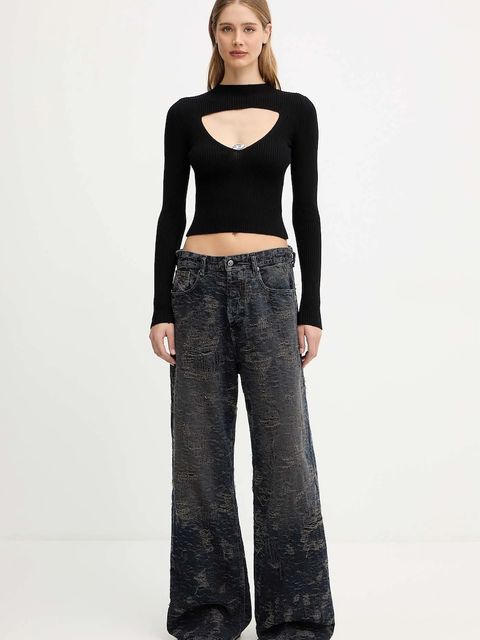 Diesel sweter wełniany M-OLINA damski kolor czarny lekki z półgolfem A18904.0PLBF