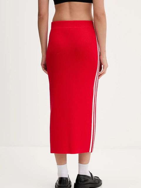adidas Originals spódnica Knit 3s kolor czerwony midi prosta JW2660 - zdjęcie produktu nr 2