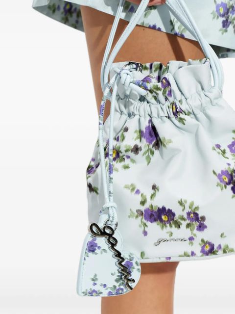 GANNI floral-print heart-shaped mirror charm - Blue