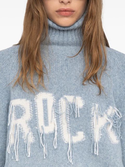 Zadig&Voltaire Mora roll-neck frayed-detail sweater - Blue