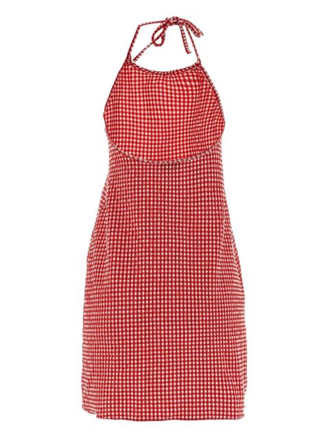 Hunza G halterneck gingham mini dress - Red
