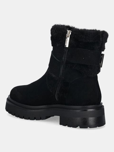 Steve Madden botki zamszowe dziecięce Lodge damskie kolor czarny na płaskim obcasie 11004980