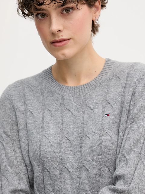 Tommy Hilfiger sweter wełniany damski kolor szary lekki WW0WW43586 - zdjęcie produktu nr 2