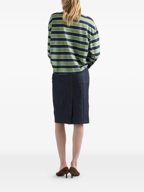 Prada long-sleeved bayadere striped cotton T-shirt - Green
