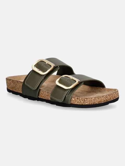 Tommy Hilfiger klapki damskie skórzane TH CLASSIC CORK SANDAL LEATHER - zdjęcie produktu nr 1