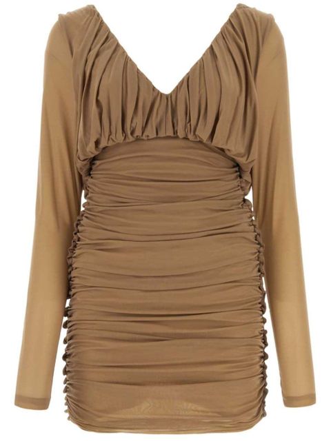 Saint Laurent V-neck minidress - Neutrals - zdjęcie produktu nr 1