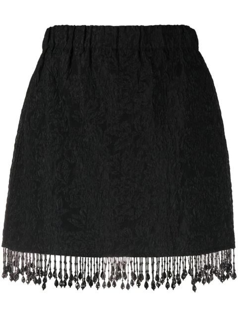 GANNI fringed jacquard skirt - Black - zdjęcie produktu nr 1