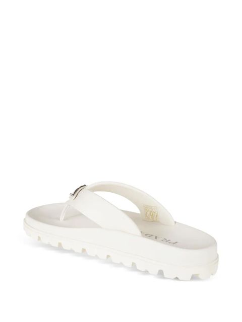 Prada logo-plaque flip flops - White