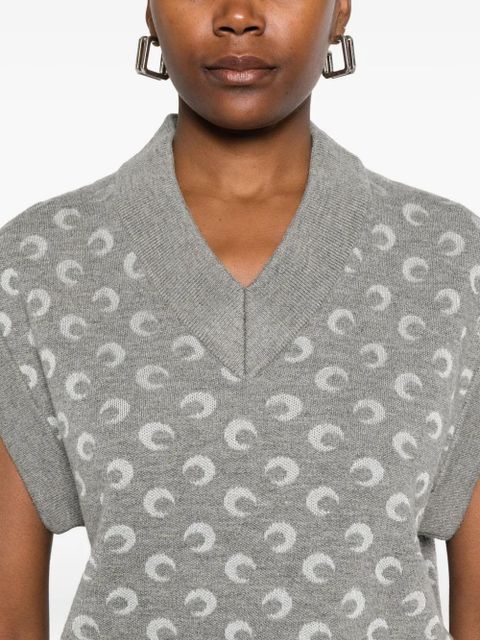 Marine Serre moon-jacquard V-neck vest - Grey