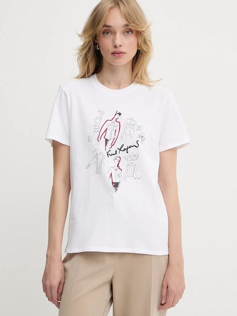 Karl Lagerfeld t-shirt bawełniany damski kolor biały A3W17099 - zdjęcie produktu nr 1