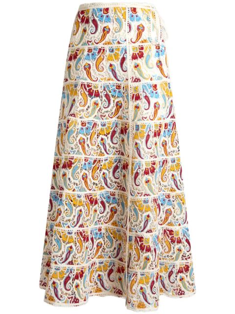 ETRO paisley-macramé midi skirt - White - zdjęcie produktu nr 1