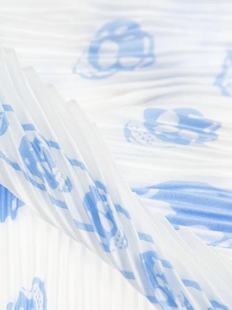 Alexander McQueen skull-print plissé scarf - White