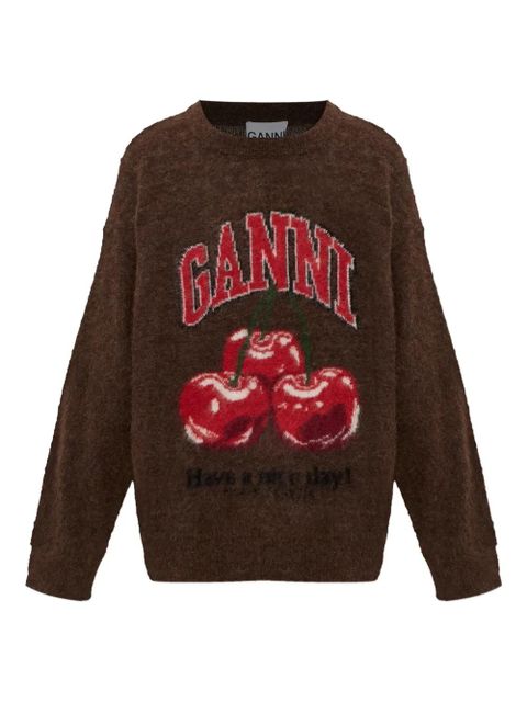 GANNI cherry-graphic sweater - Brown - zdjęcie produktu nr 1