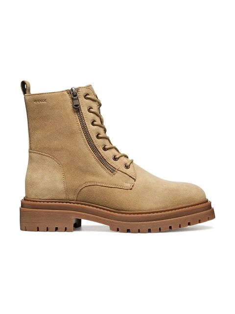 Geox botki zamszowe D IRIDEA damskie kolor beżowy na płaskim obcasie D16HRF 00022 C5010 - zdjęcie produktu nr 1